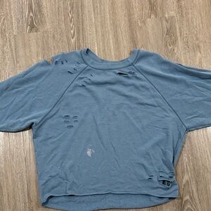 Aerie Textured Blue Knit Sweater